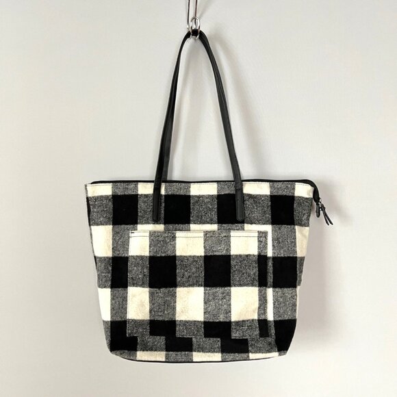 Sonoma Checkered Tote Bag Black and White - Picture 1 of 9
